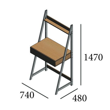 Габарити стола робочого Дуо Металл-Дизайн Loft