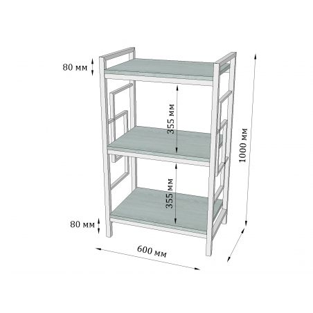 Стелаж 3 полки Квадро Метал-Дизайн Loft