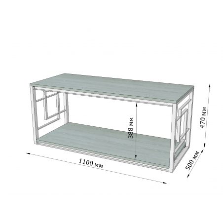 Габариты стола журнального Квадро Металл-Дизайн Loft