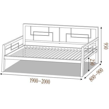 Габарити Металева софа Квадро Металл-Дизайн Loft
