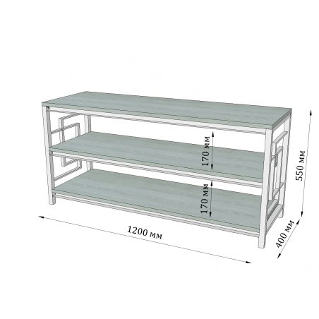 Габарити тумбы ТВ Квадро Металл-Дизайн Loft