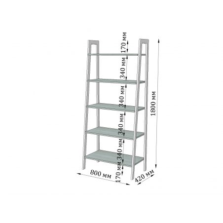 Габарити стелажа 5 полиць Призма Металл-Дизайн Loft