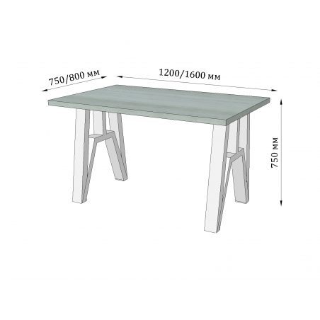Габариты кухонного стола Прайм