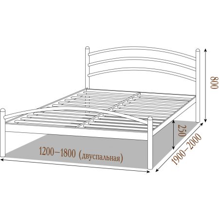 Габарити Металеве ліжко Маргарита Металл-Дизайн