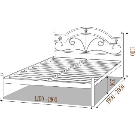 Металеве ліжко Діана Металл-Дизайн габарити
