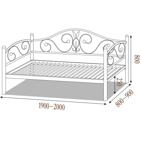 Металевий диван-ліжко Анжеліка Металл-Дизайн габарити