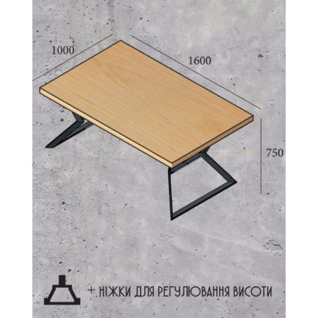 Кредо (Kredo) стіл обідній Металл-Дизайн Loft габарити